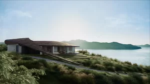  El proyecto está diseñado para tejer una escapada residencial con mentalidad de diseño en el paisaje pintoresco y remoto de la isla de Sagishima, Japón.